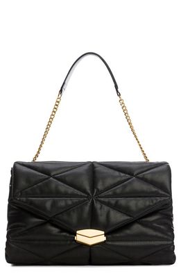 MANGO Quilted Faux Leather Convertible Shoulder Bag in Black