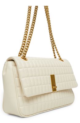 MANGO Quilted Faux Leather Shoulder Bag in Off White