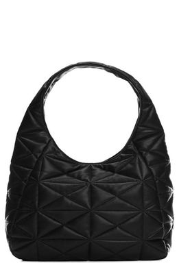 MANGO Quilted Faux Leather Top Handle Bag in Black