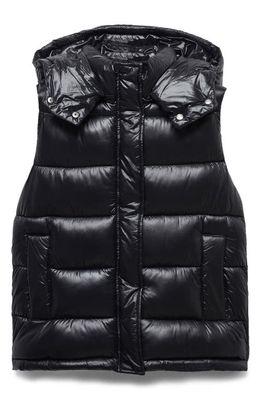 MANGO Quilted Water Repellent Hooded Vest in Black