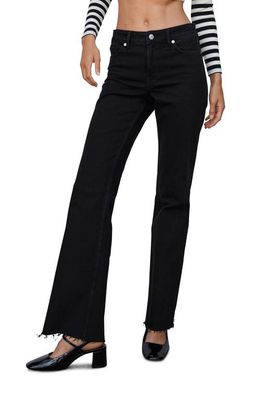 MANGO Raw Hem Flare Leg Jeans in Black Denim