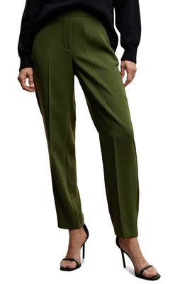 MANGO Relaxed Fit Straight Leg Trousers in Green