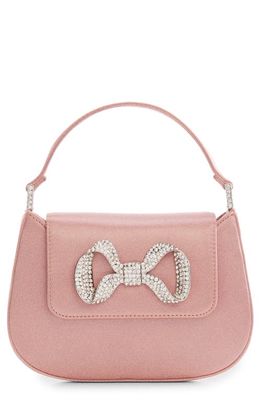 MANGO Rhinestone Bow Top Handle Bag in Light Pink
