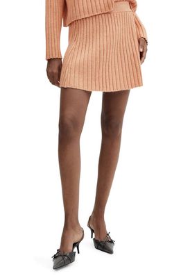 MANGO Rib Flare Sweater Miniskirt in Peach