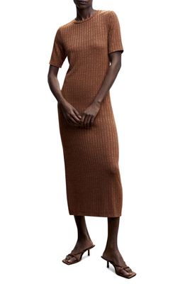 MANGO Rib Maxi Dress in Brown