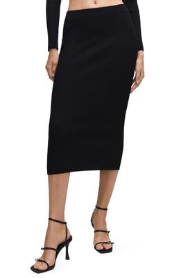 MANGO Rib Midi Sweater Skirt in Black