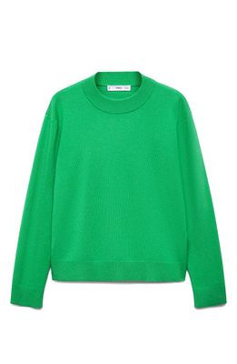 MANGO Rib Mock Neck Sweater in Green