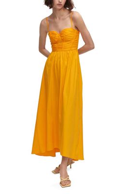 MANGO Ruched Corset Maxi Dress with Removable Straps in Orange