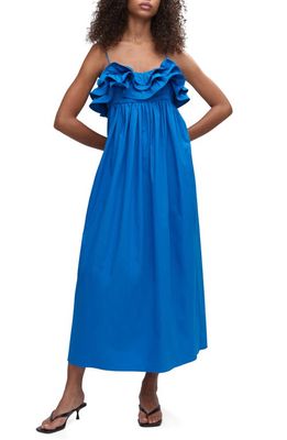 MANGO Ruffle Maxi Dress in Blue