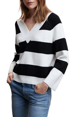MANGO Rugby Stripe Sweater in Black