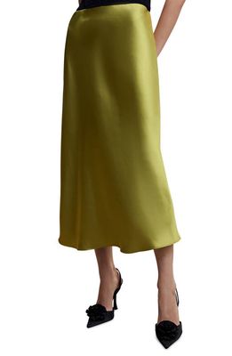 MANGO Satin Skirt in Green