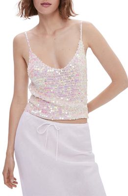 MANGO Sequin Knit Camisole in Light/pastel Grey