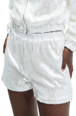 MANGO Sequin Shorts in Off White