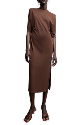MANGO Shoulder Pad T-Shirt Dress in Brown