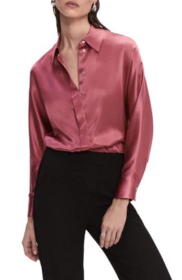 MANGO Silk Button-Up Shirt in Light Pastel