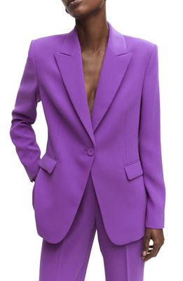 MANGO Single Breasted Suit Blazer in Medium Purple
