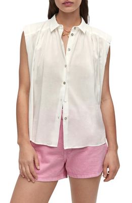 MANGO Sleeveless Button-Up Shirt in Off White