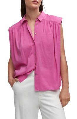 MANGO Sleeveless Button-Up Shirt in Pink