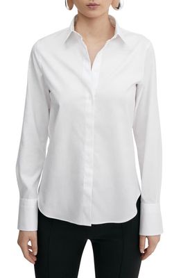 MANGO Slim Fit Cotton Poplin Button-Up Shirt in White