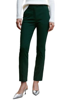 MANGO Slim Fit Crop Trousers in Green