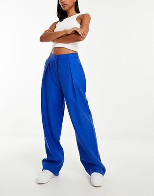 Mango slouchy tailored pants in cobalt blue