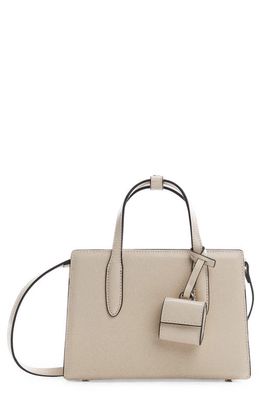 MANGO Small Faux Leather Shopper Bag in Off White