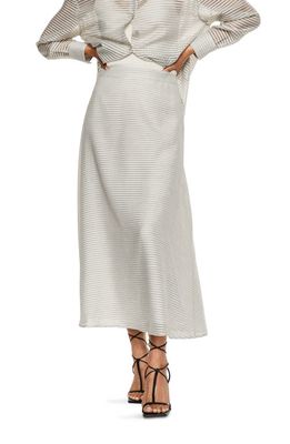MANGO Stripe Maxi Skirt in Off White