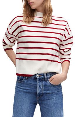 MANGO Stripe Oversize Sweater in Red