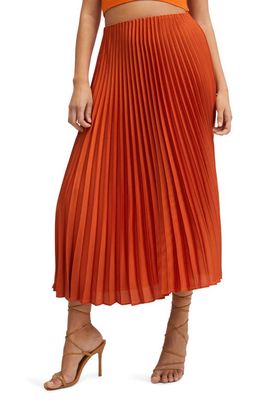 MANGO Sunburst Pleated Skirt in Orange