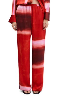 MANGO Tie Dye Satin Pants in Red