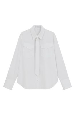 MANGO Tie Poplin Shirt in White