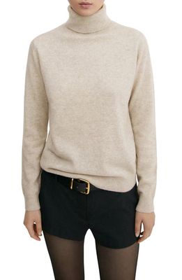 MANGO Turtleneck Cashmere Sweater in Light/Pastel Grey