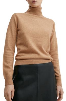 MANGO Turtleneck Cashmere Sweater in Medium Brown