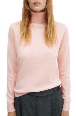 MANGO Turtleneck Cashmere Sweater in Pastel Pink