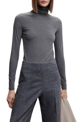 MANGO Turtleneck Long Sleeve T-Shirt in Charcoal