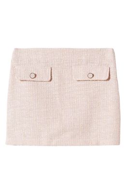 MANGO Tweed Flap Pocket Miniskirt in Light Pink