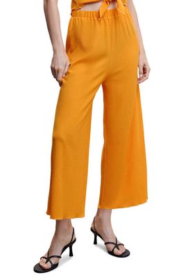 MANGO Wide Leg Crop Pants in Orange