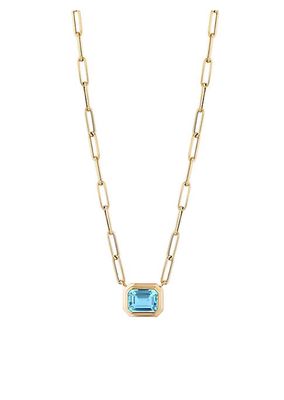 Manhattan 18K Gold & Blue Topaz Pendant Necklace