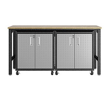 Manhattan Comfort 3-Pc Fortress Garage Cabinet & Worktable 1