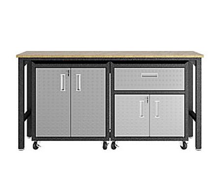 Manhattan Comfort 3-Pc Fortress Garage Cabinet and Worktable 2