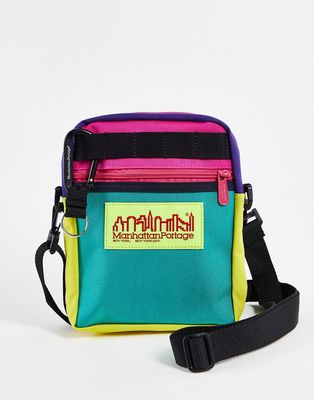 Manhattan Portage Coney Island cross body bag in green, pink and yellow