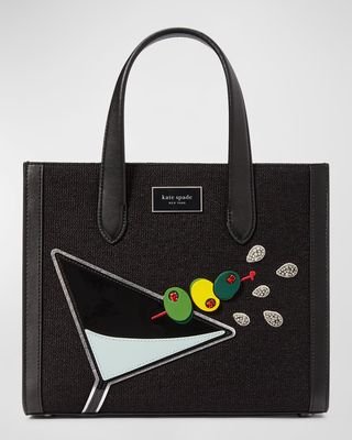 manhattan small martini embellished tote bag