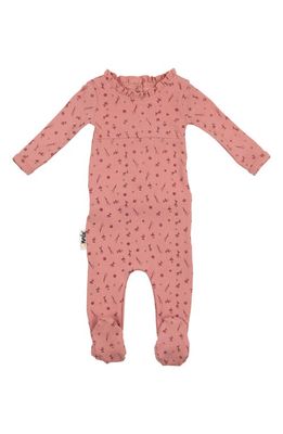Manière Berry Floral Footie in Rose