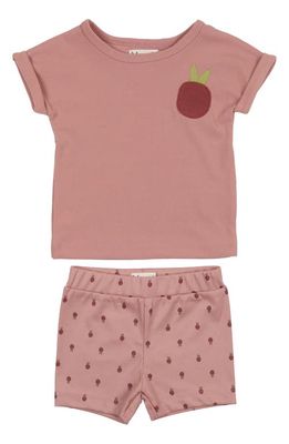 Manière Berry Rib Knit Top & Shorts Set in Mauve 