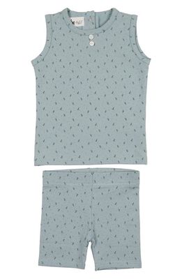 Manière Buttons & Polka Dots Tank & Shorts Set in Aqua