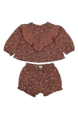 Manière Floral Ruffle Short Sleeve Top & Bloomers Set in Rose