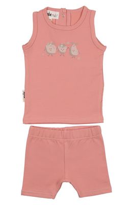 Manière Fruity Friends Stretch Cotton Tank & Shorts Set in Coral