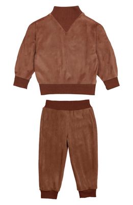 Manière Kids' Velour Sweater & Joggers Set in Taupe