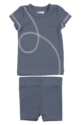 Manière Spiral Stitch Cotton Knit T-Shirt & Shorts Set in Blue