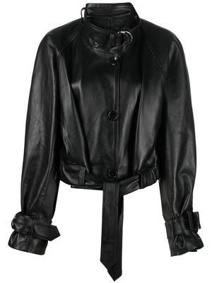 Manokhi belted leather jacket - Black